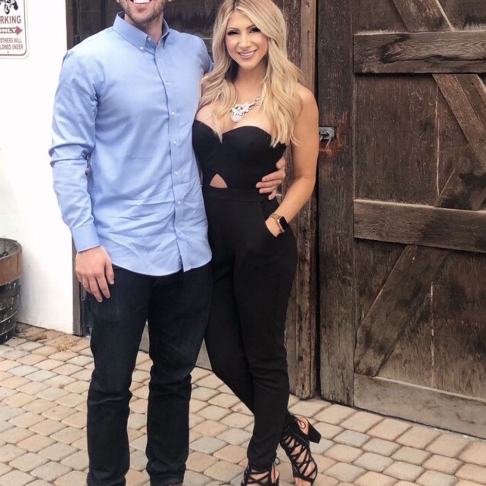 Black strapless jumpsuit